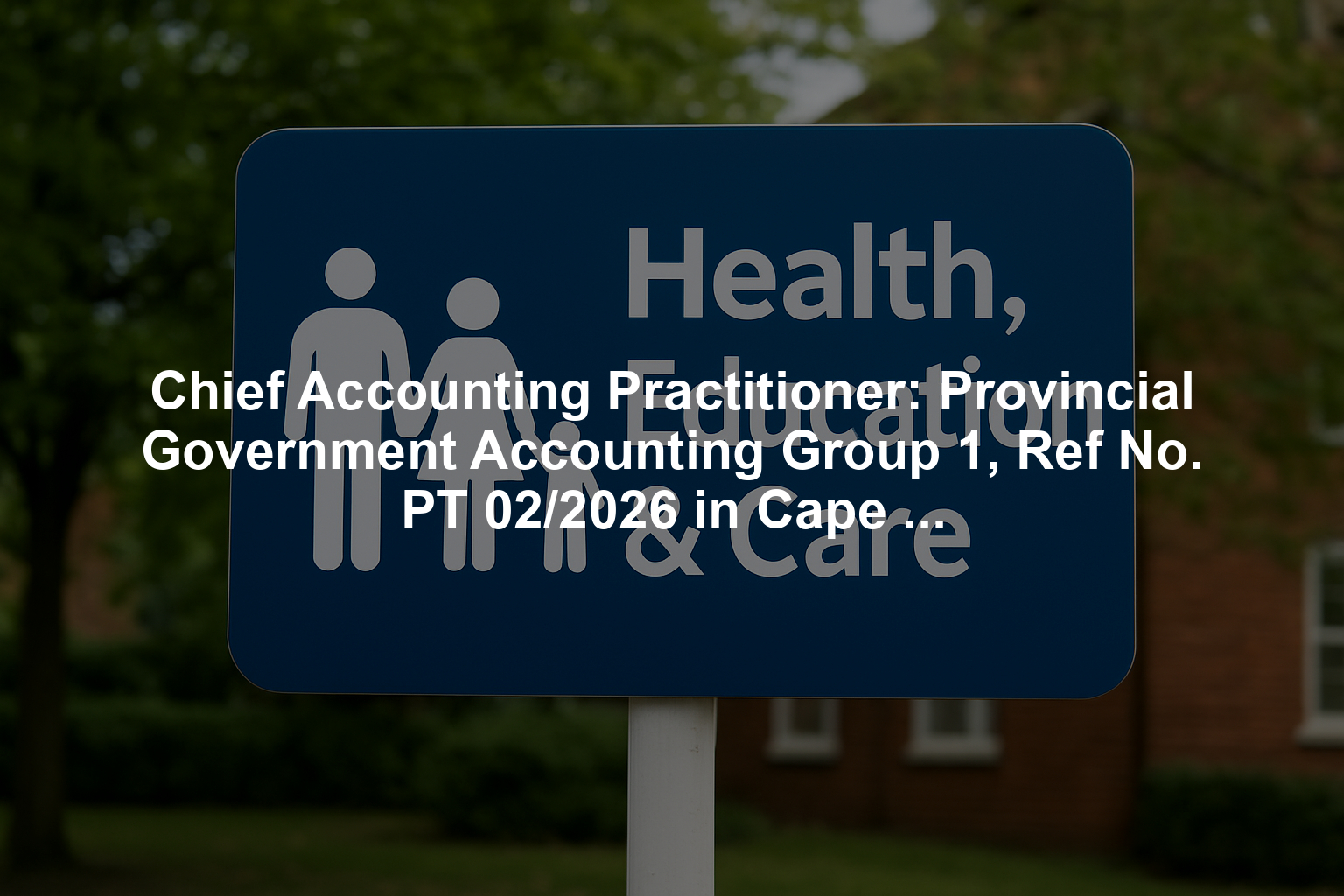 Chief Accounting Practitioner: Provincial Government Accounting Group 1, Ref No. PT 02/2026 in Cape Town, Western Cape