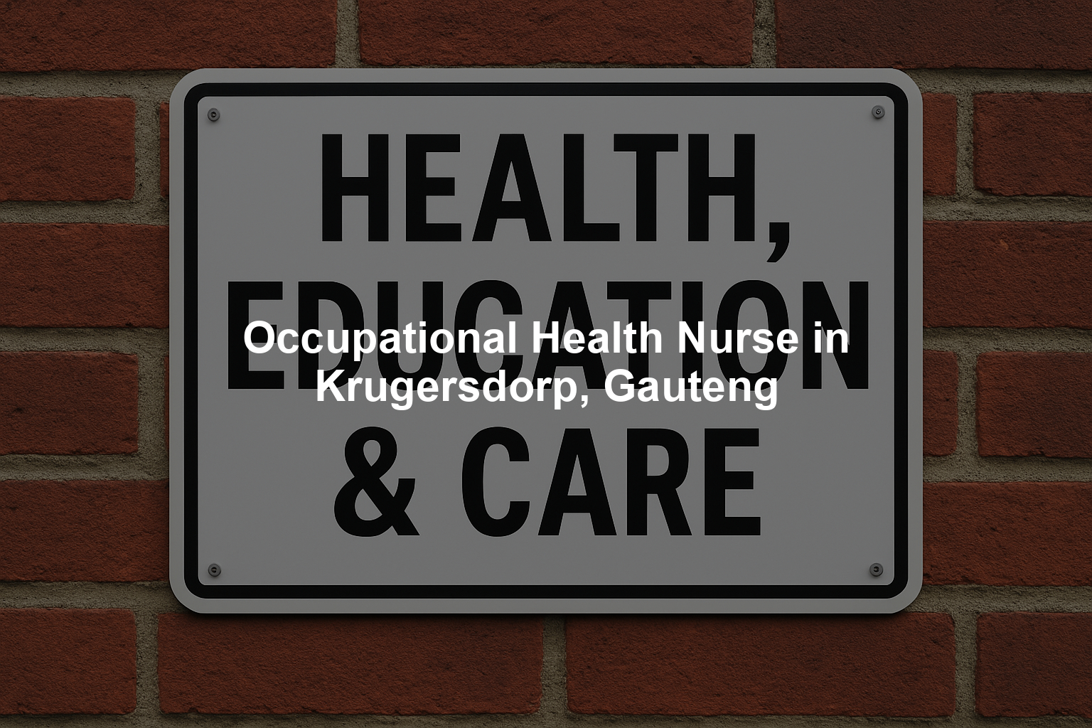 Occupational Health Nurse in Krugersdorp, Gauteng